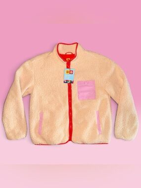 LEGO x Target NWT Women's Medium Sherpa Fleece Jacket Cream / Pink / Red